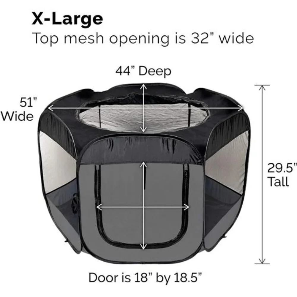 Pop Up Playpen Pet Tent Playground - Gray, Extra Large